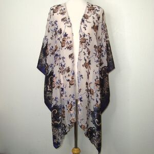 Lulla Collection By Bindya Floral Velvet Burnout Kimono Romantic Boho Fairy